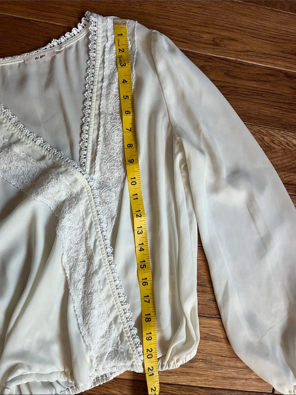 miami Cream Lace-Trim Surplice Blouse